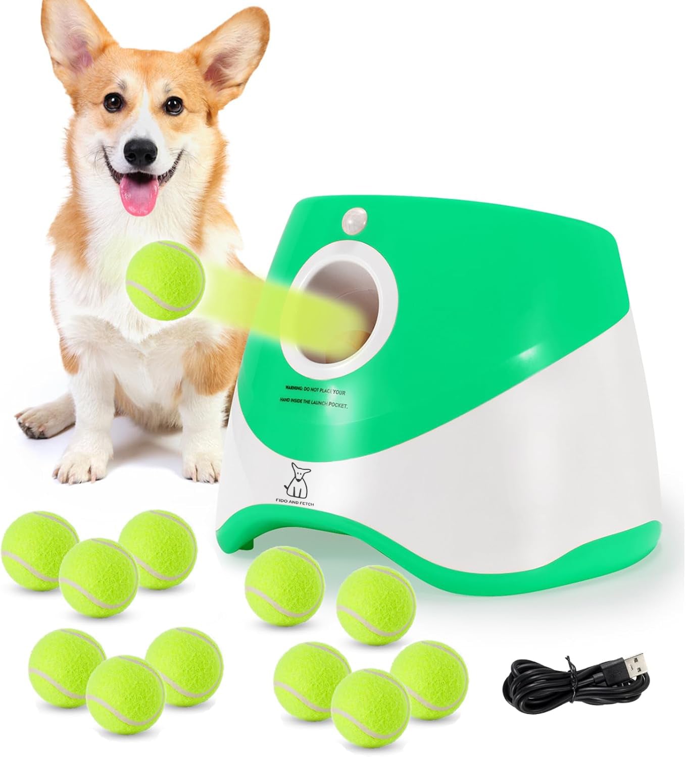Automatic Dog Ball Launcher – Interactive Pet Ball Thrower with 12 Balls & Adjustable Range (10–30FT)