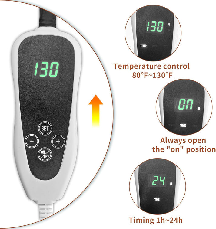 Waterproof Dog Heating Pad (28x18in) – Smart Thermostat & Paw Print Design – Heated Pet Mat for Puppies, Whelping & Older Dogs