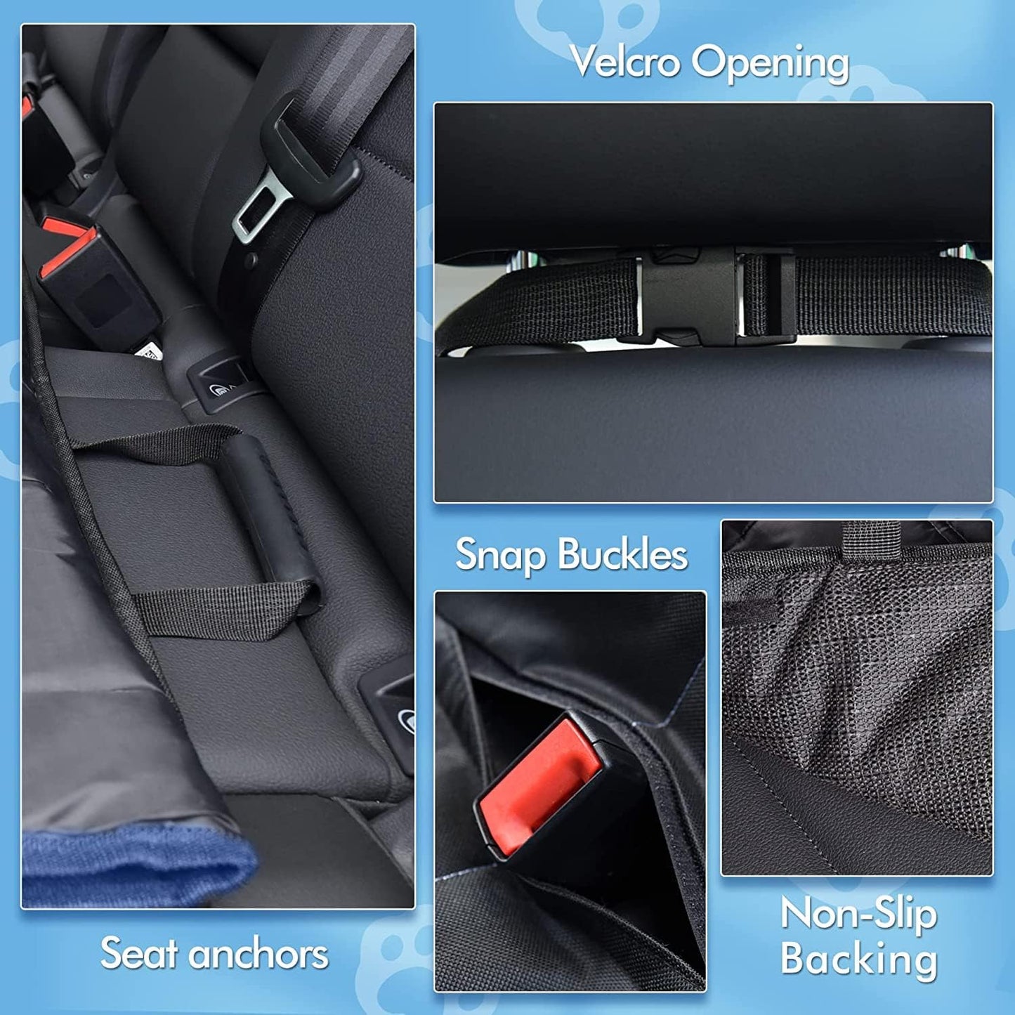 Hopidogie 4-in-1 Dog Car Seat Cover – Waterproof, Nonslip & Scratchproof Hammock, Bench, Trunk & Picnic Mat