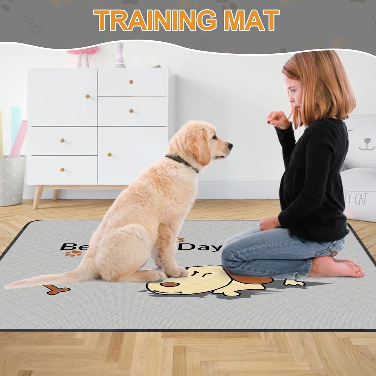 Washable Dog Pee Pads 4-Pack (47x32in) – Leak-Proof, Non-Slip & Absorbent Puppy Training Mats for Crates & Home – Grey