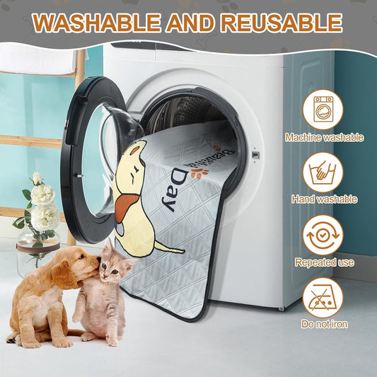 Washable Dog Pee Pads 4-Pack (47x32in) – Leak-Proof, Non-Slip & Absorbent Puppy Training Mats for Crates & Home – Grey